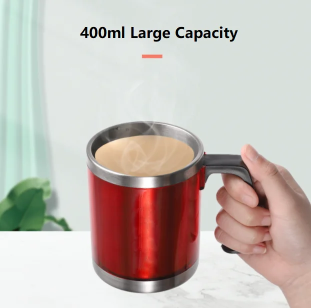 Inside stainless steel outside plastic double wall handle cup