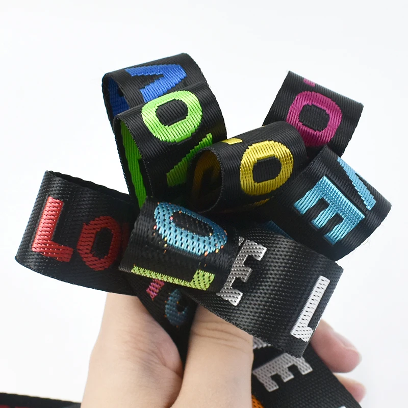 Meetee RD015 25/38mm Garment Decoration DIY Sewing Accessories Bag Shoulder Strap Nylon Jacquard Webbing Tape LOVE Ribbon