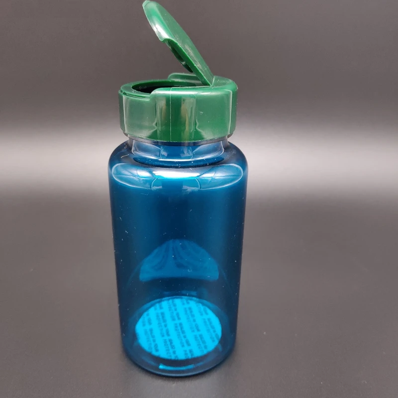 Wholesale GMP manufacture supply 150ml 200ml blue dark amber  Capsule pill Medicine use  PET Pharma Plastic Bottle wtih flip top