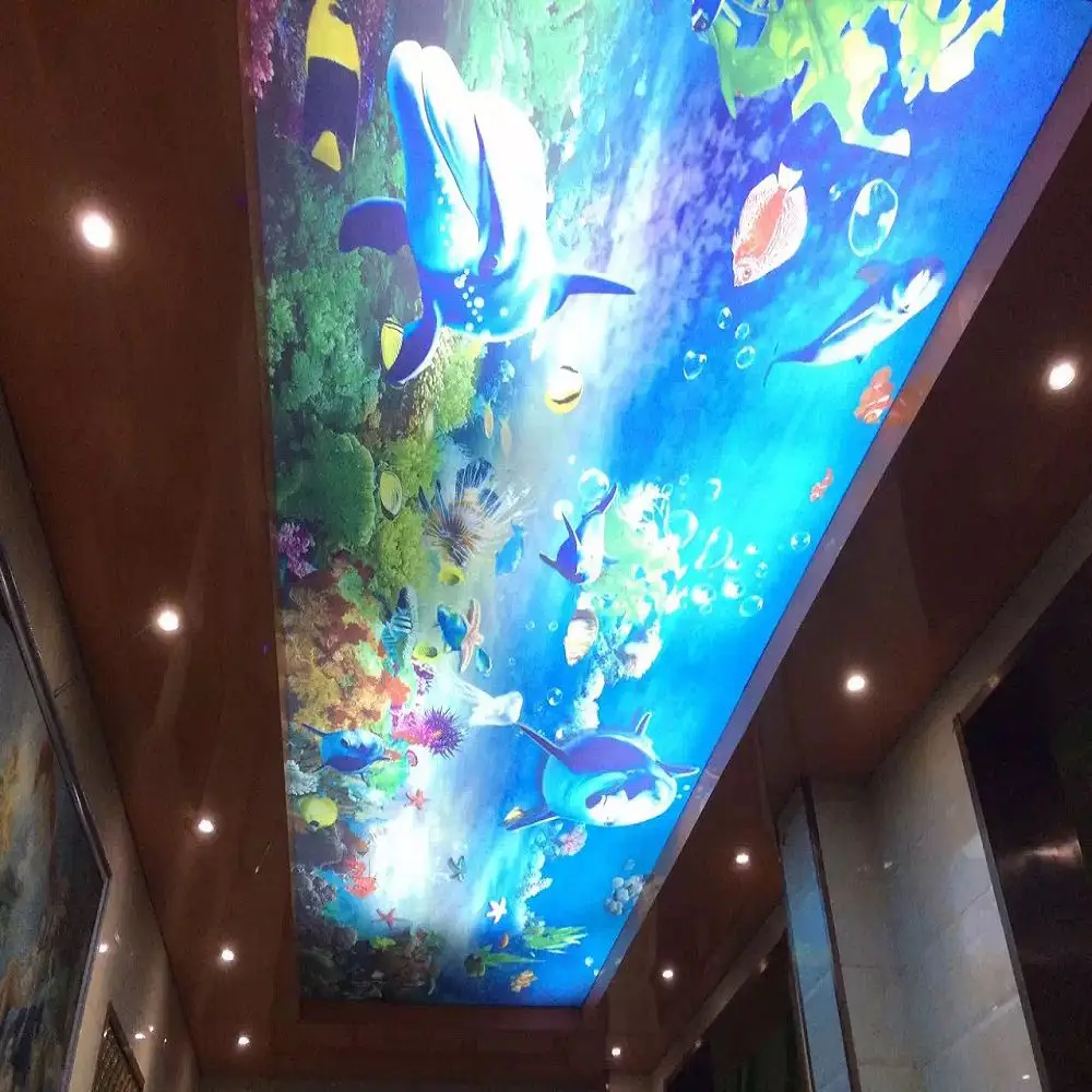 Kids room Decorative PVC stretch ceiling film plafond tendu film 3D UV printing roofing ceiling  Starry sky space design