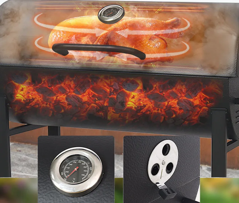 Double Side Table Plate Large Charcoal Smoke Oven Household Barbecue Oven Outdoor Thickened Camping Charcoal Oven Cookout