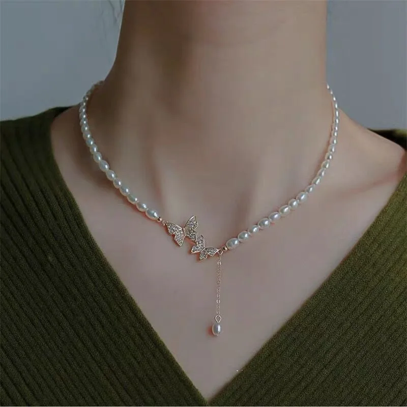Женское Элегантное ожерелье с белым жемчугом