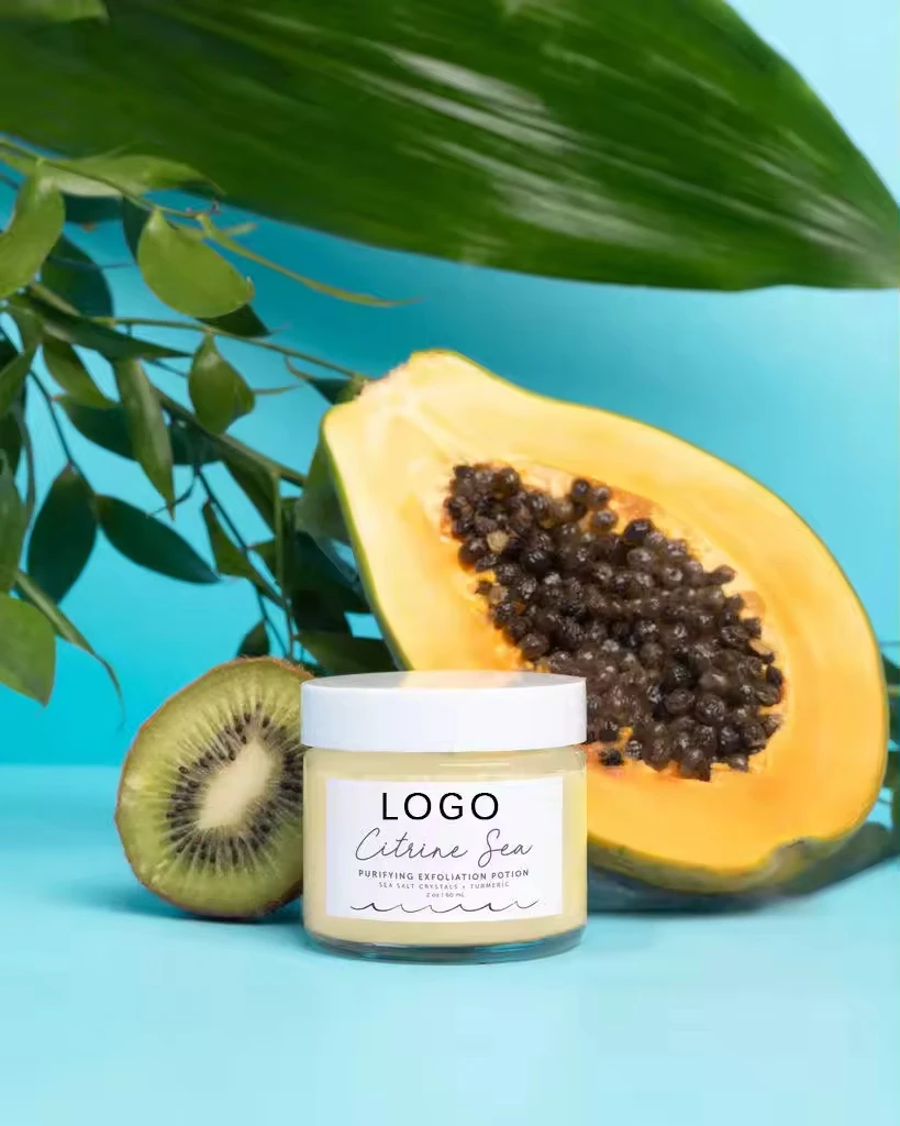 Private Label 60G Face Scrub Polishes Balances Purifies Citrine Sea Face Purifying Exfoliation Potion Facial Scrub