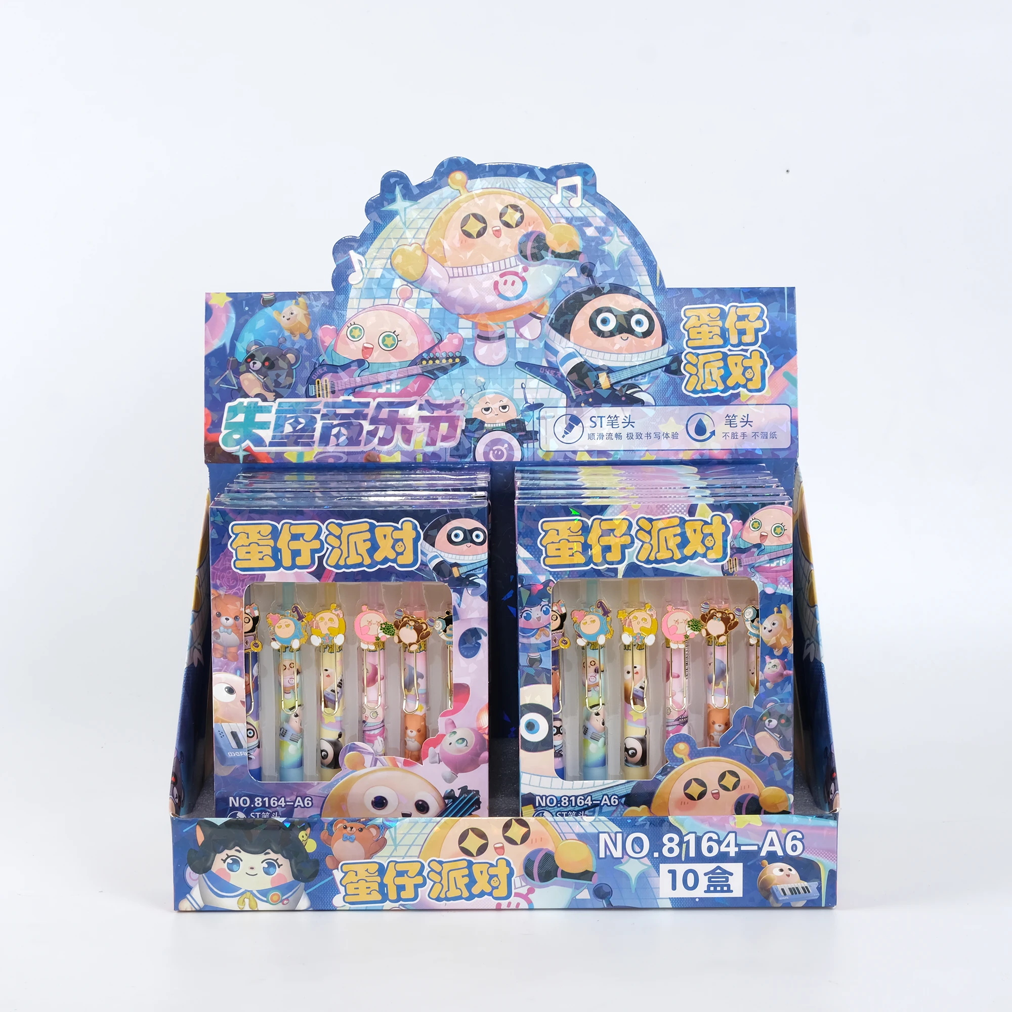 2025 Wholesale 6pcs ball pens per box 0.5mm black cartoon party gel pens for students