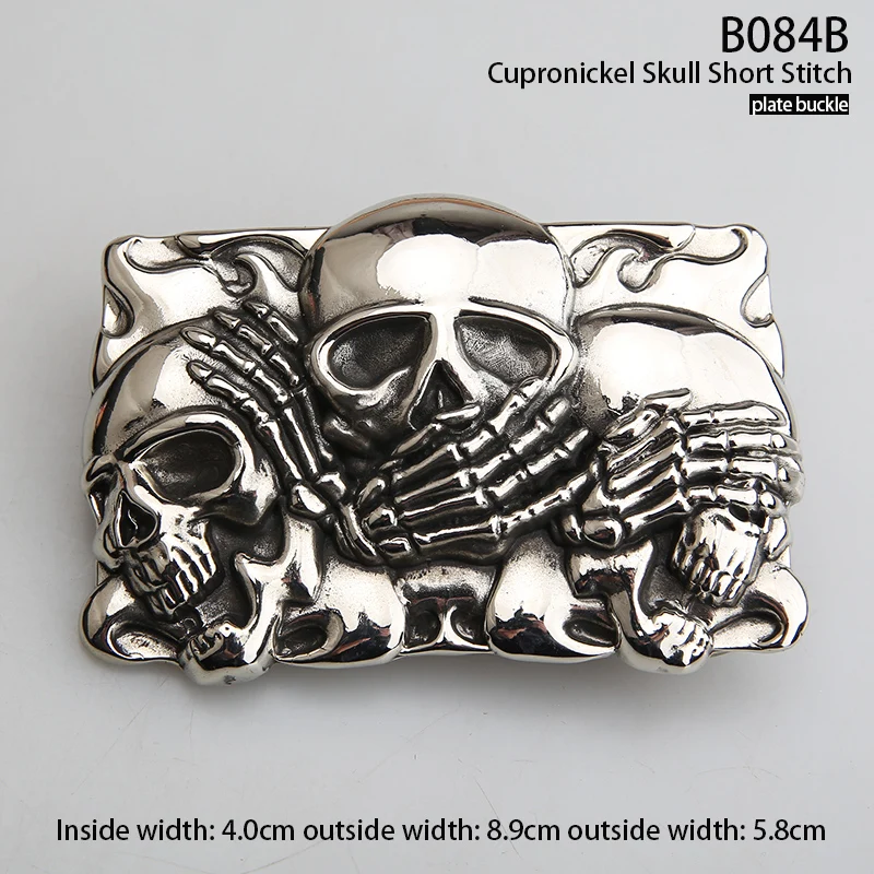 Solid copper three-piece belt buckle white copper brass tang grass pattern fashion personality retro