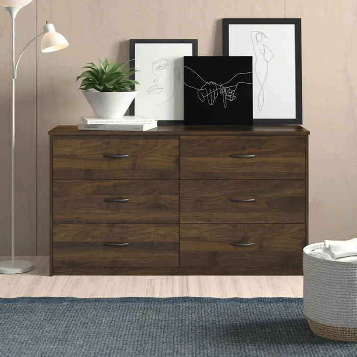 Online Shopping Platform Hot Sale Modern Style Wooden 6 Drawers Storage Cabinet Wood Dresser Cabinet