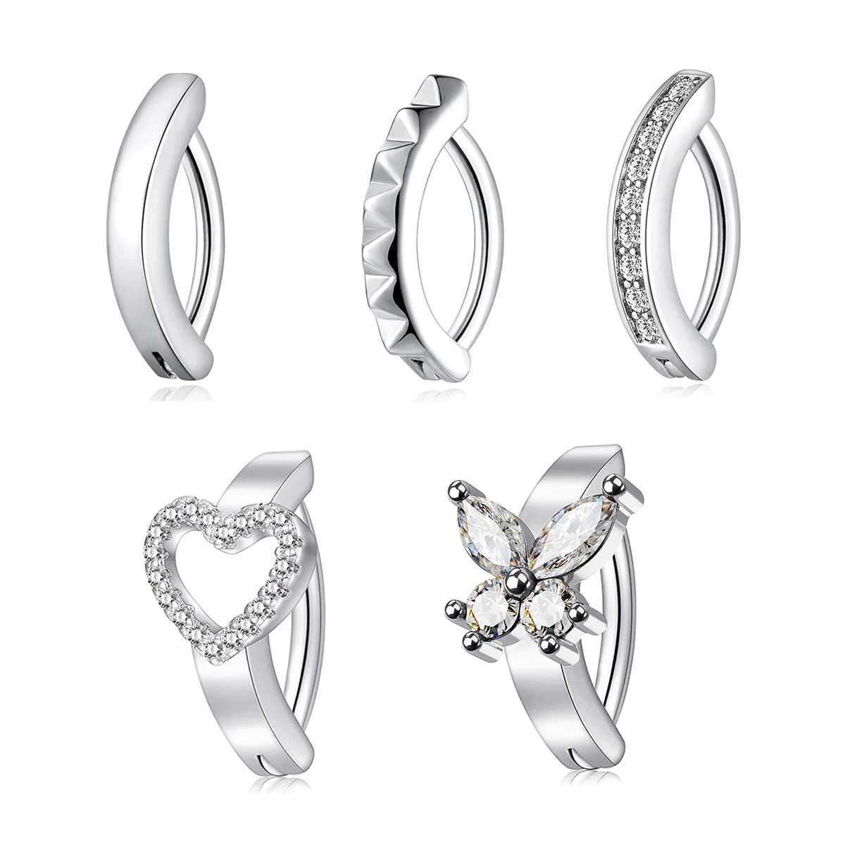Hot Sale Stainless Steel Heart-Shaped Butterfly Navel Rings Belly Piercing Belly Button Ring Navel Rings Body Jewelry