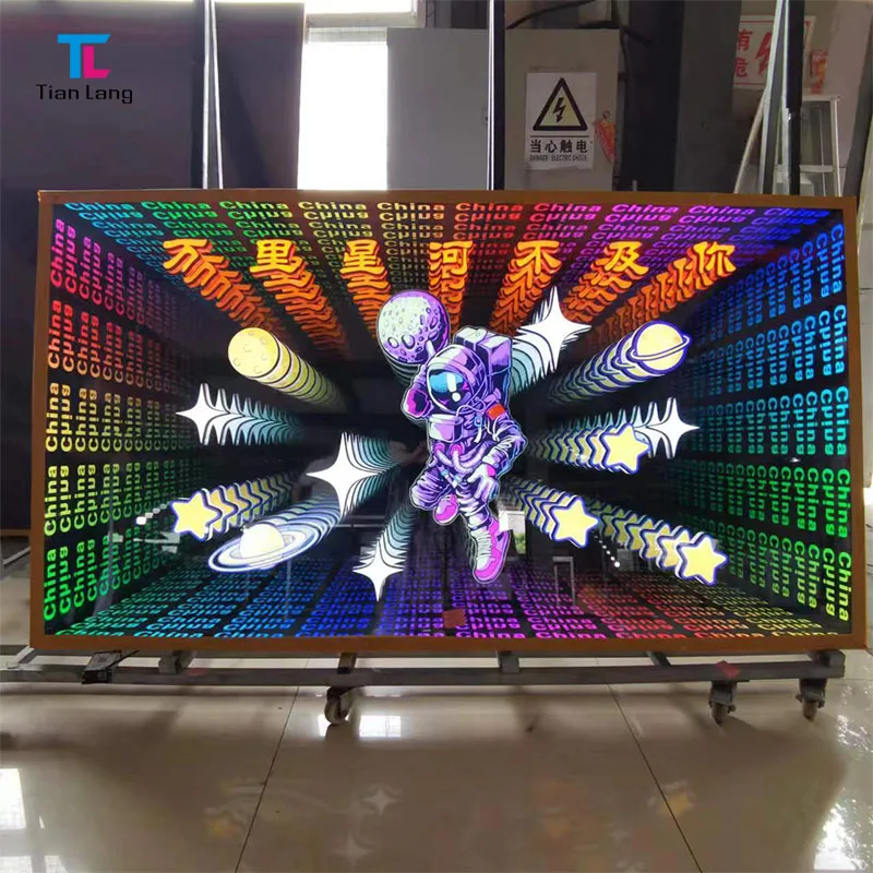 Abyss background wall celebrity advertising glass tunnel mirror multi-layer unlimited extension creative light box decoration