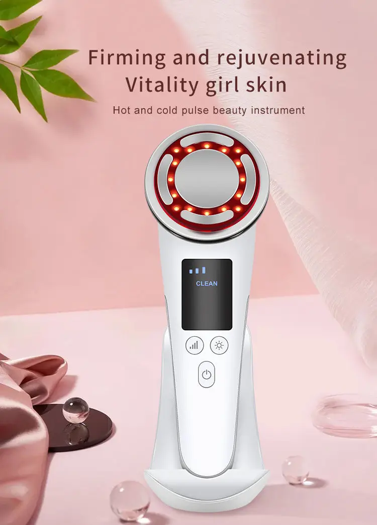 Facial Rejuvenation Pulse Massager NEW Hot Cold EMS Face  & Neck Lifting Skin Tightening Warm Clean Red Light LED  Massager