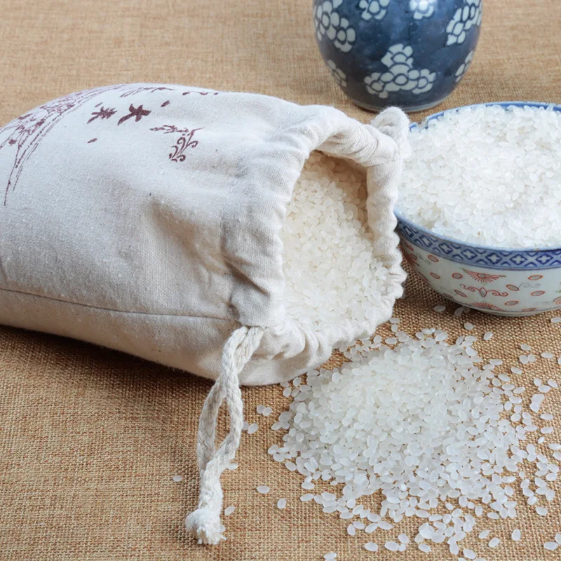 Customized OEM drawstring bag cotton canvas drawstring wine bag printed canvas rice bag