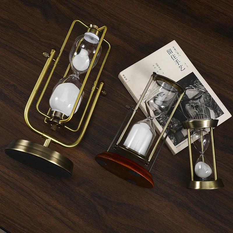 Nordic creative metal hourglass light luxury decoration office bookshelf decoration handicraft hourglass timer