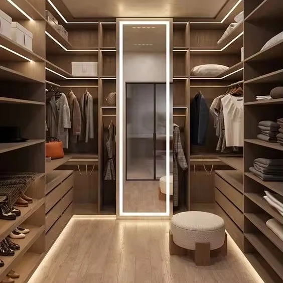 CBMmart Customized Luxury Modern Simple Minimalist Corner Large Wardrobe Bedroom Wall Mounted Wood Walkin Cabinets Closet
