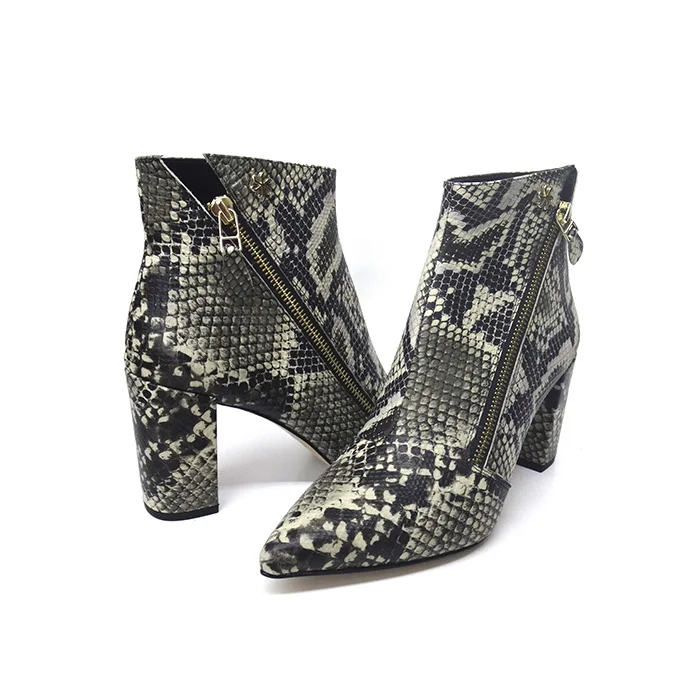 Popular leather comfortable women winter boots high heel ankle