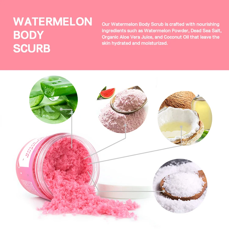 
100% Pure Natural Exfoliates Softer Hydrates Watermelon Body Scrub 