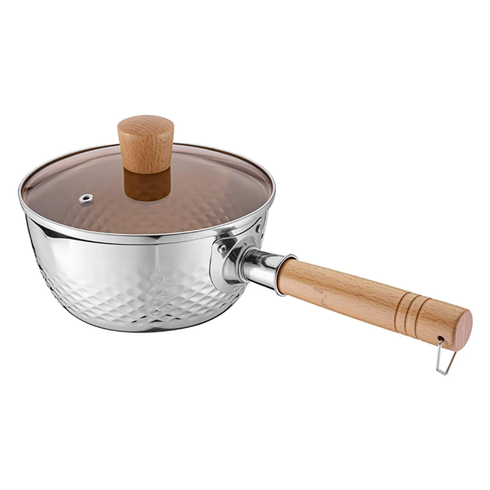 Stainless Steel Saucepan Milk Sauce Pan with Glass Lid and Oil Drip Rack Deep Type Yukihira Saucepan