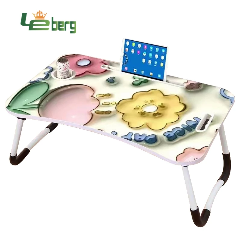 Printing Wood Laptop Desk Portable Laptop Table Multi-function Picnic Table Mini Desk Folding Study Table Hot Sale Customized