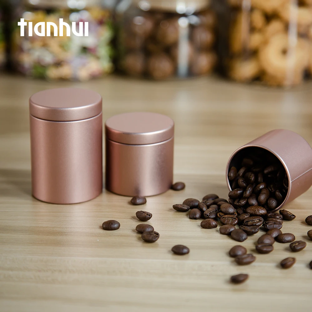 Tianhui Gold Small Metal Cans Tea Container Coffee Tin Can Food Grade Tea Tin Manufacturers