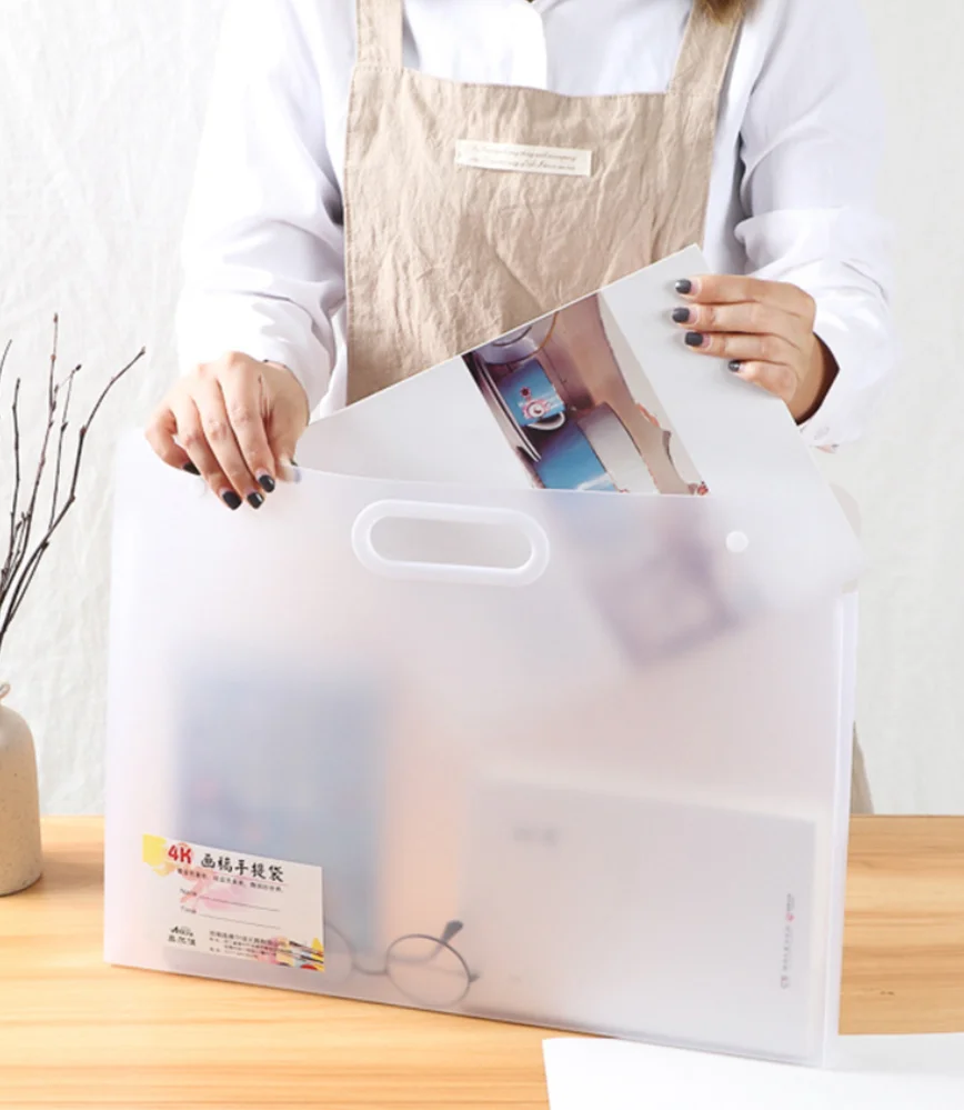 Picture Album Storage Collection Office Pvc File Button Document Organizer Bag