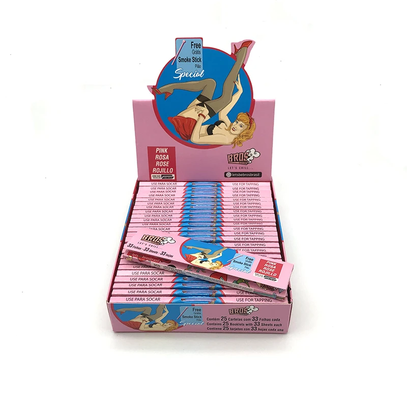 bros pure pink cigarette rolling paper 33 leaves tobacco rolling paper