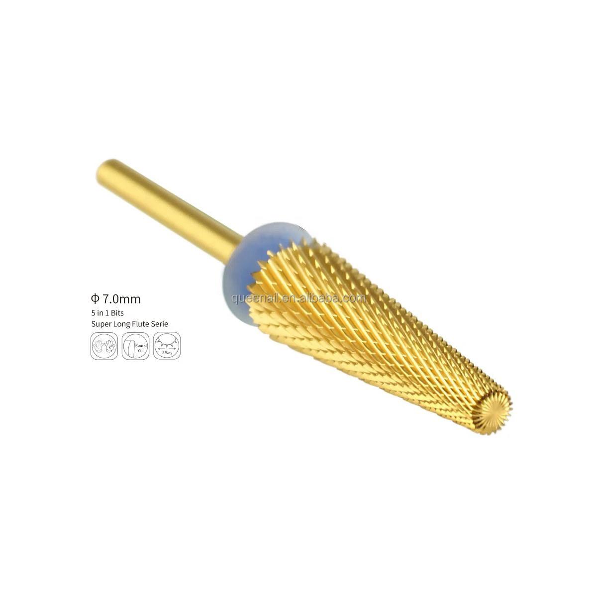 Nail Drill Bits Rotary Burrs Super Long Flute Serie Tungsten Carbide Top Quality 7.0mm 5 in 1 Sanding Bands for Nail Drill Bits