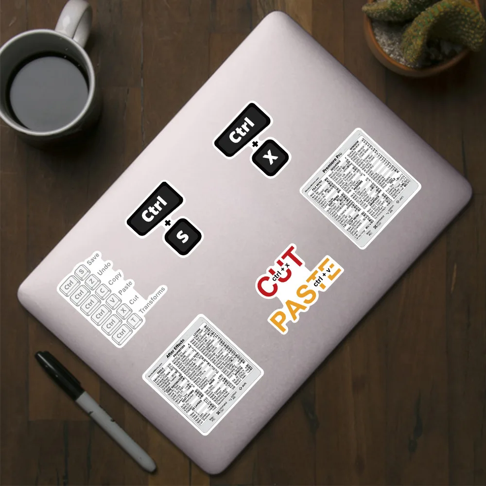 30PCS Creative keyboard shortcuts custom laptop stickers waterproof notebook graffitic vinyl sticker