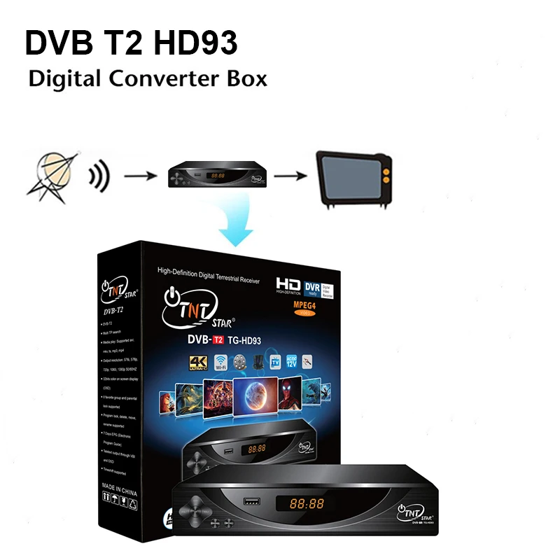 DVB T2 HD93 tntstar наружная антенна dvb-t2 приемник установленная верхная коробка цифров dvb t2 Высокое качество Поддержка DVR готовый серверный компьютером с экранным меню