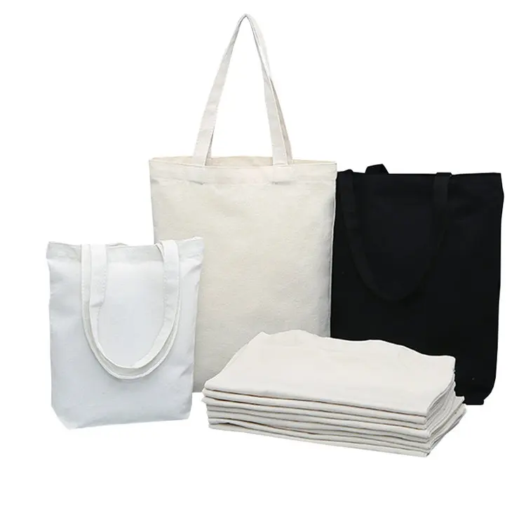 
Wholesale Custom Eco Friendly Plain Print Logo Shoulder Handle Zipper Button Eco Bag Cotton Tote Shopping Canvas Bags 