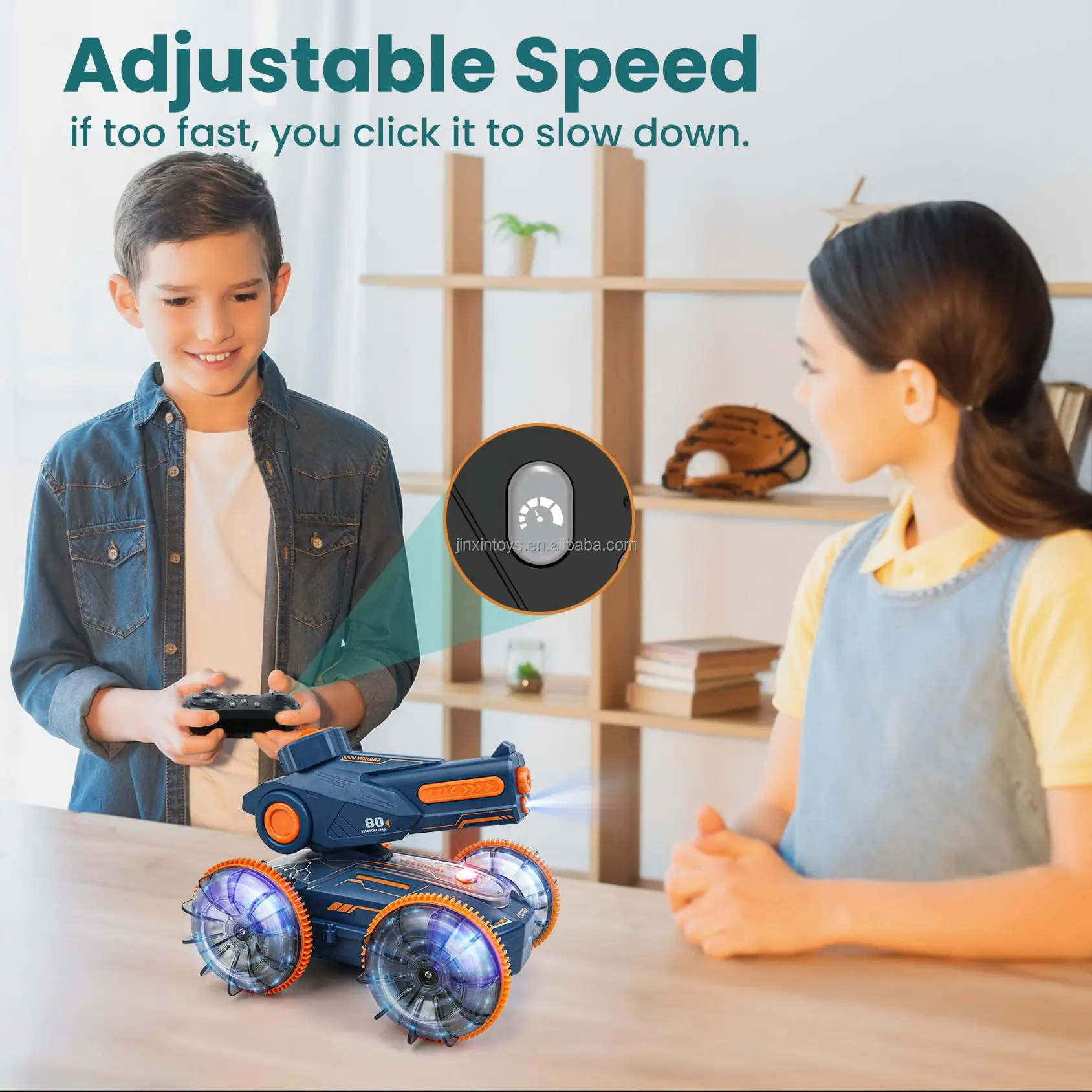 2024 Innovative Trends 2.4GHz 4WD Dual Control 3in1Amphibious Remote Control Car Tank Toy Water Squirt RC Stunt Car With Lights