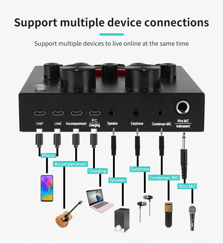 Как аудио PC-V8 новый PRO музыкальный Профессиональный звуковая карта интерфейса студийная запись смеситель