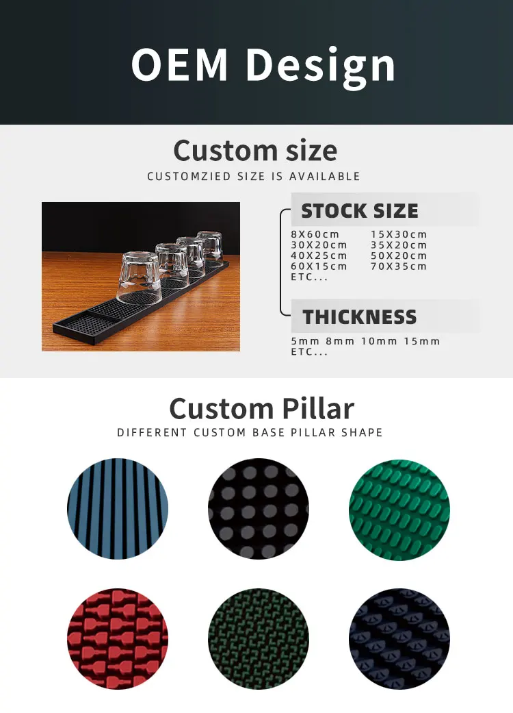 Jagermeister tuborg macallan coffee silicone PVC non moven bar mat Italian rubber custom logo create beer mats silicon