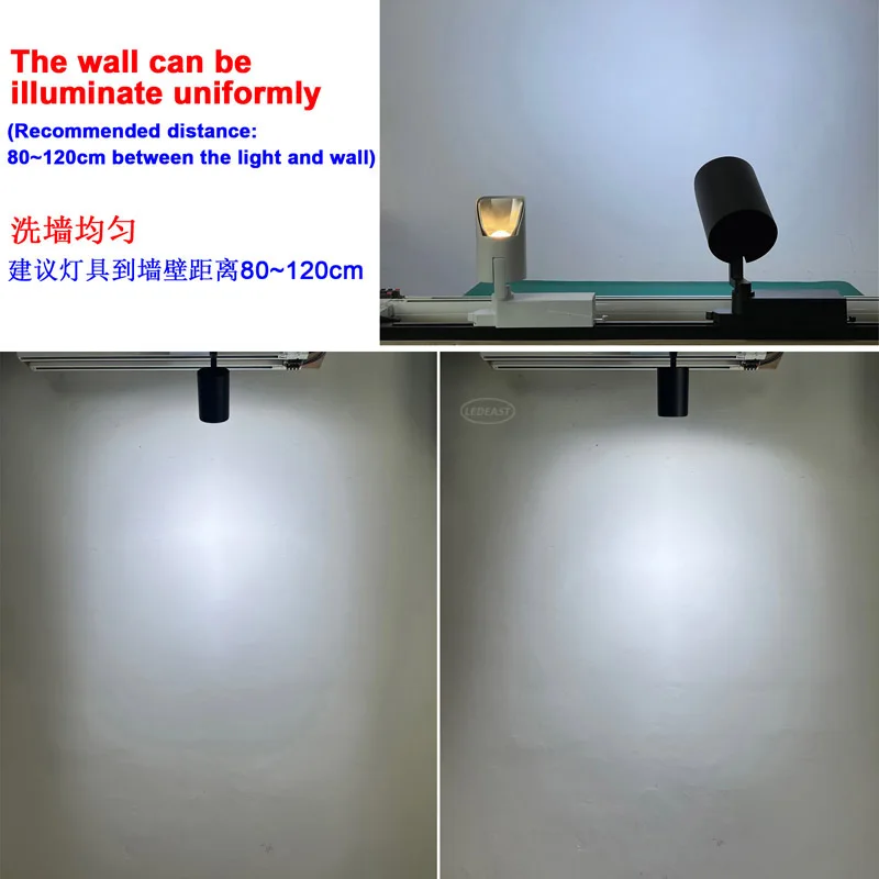 LEDEAST T087 Aluminum Body COB20W LED Track Light 0-10V 2.4G DALI Knob CCT & Brightness Dimming for Wall washing lighting