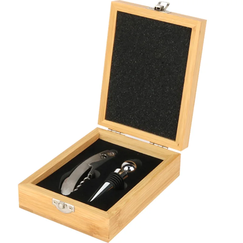 Premium Wine Accessories Set Manual Wine  Bottle Opener Corkscrew Gift Set in Bamboo Box Business Gift Sets