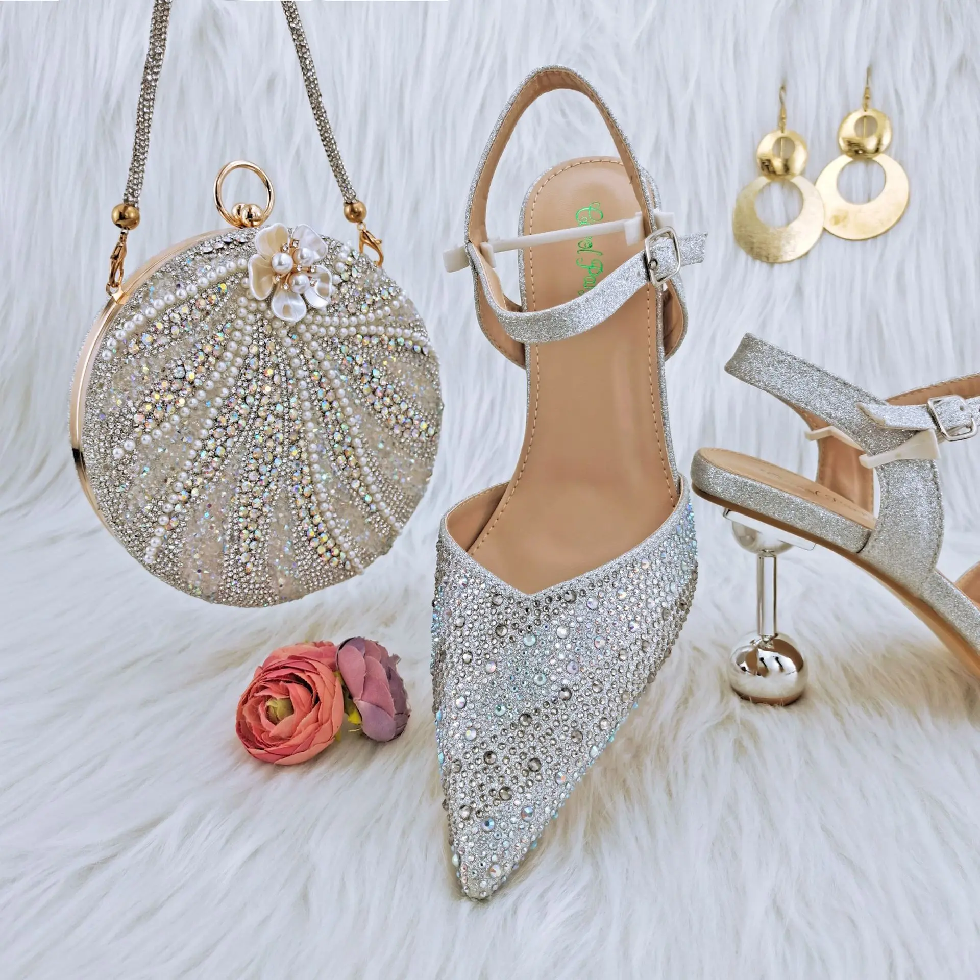 Wholesale Professional Sandals Sets Italian Shoes And Bags To Match Women Set Heel Sandals For Women