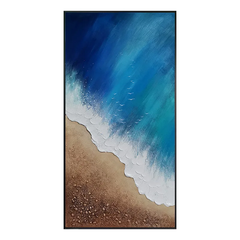 High quality creative custom sea waves beach oil painting canvas wall art for home decor