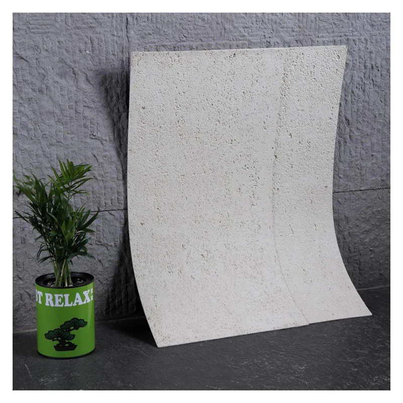Thin soft light weight artificial travertine flexible stone wall sheet  easy install MCM soft  flexible stone wall veneer tile