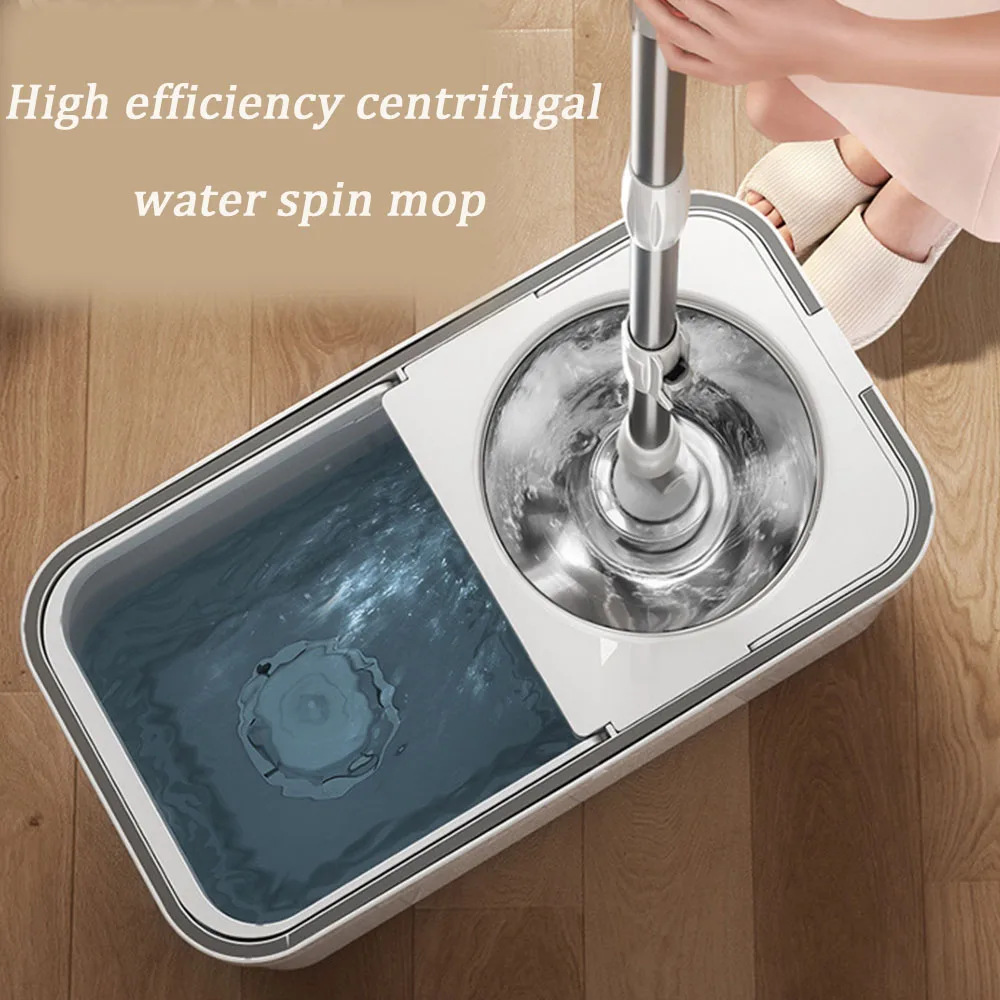 Modern Magic Handle Mop with Steel Pole round Rotation Spin Mop Head Wiper Dry Cleaning Mop and Bucket Set by Supplier