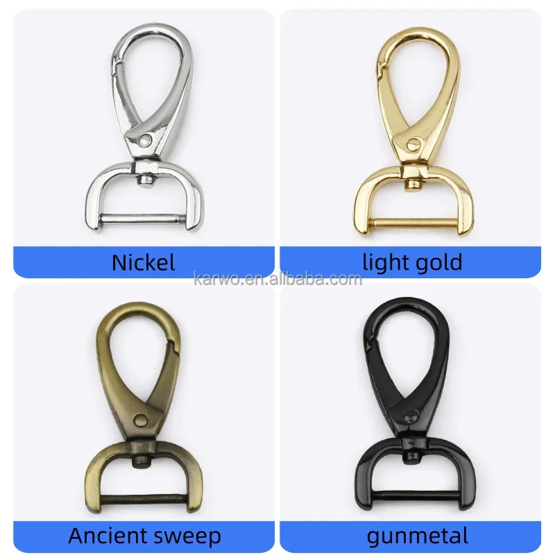 Karwo metal screw bar bag swivel clasp removable screw rod fish buckle snap hook