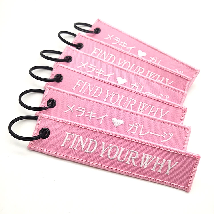 Manufacturer Promotion Fashion Woven Key Tag Souvenir Embroidered keychain Custom Jettags