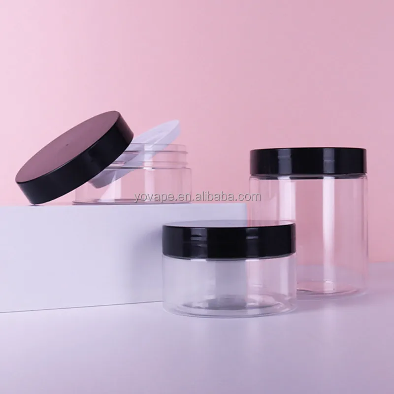 Low wide mouth jar for teeth whitening bath salt 50g 50 ml 80ml 8 Oz 16oz serum creme pet plastic bottle cosmetic jars with lids