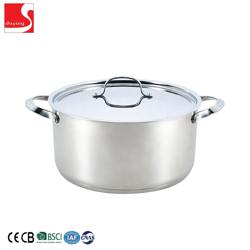  Кухонная кастрюля из нержавеющей стали 8QT с плоской крышкой 8