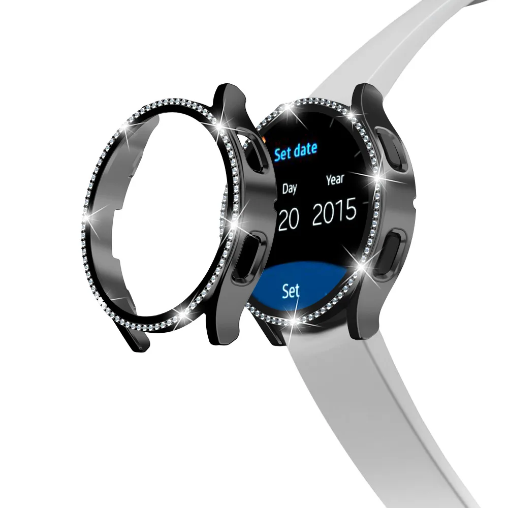 Tempered Glass Protective Film Crystal Diamond Full PC Case Screen Protector Smart Watch Cover for Samsung Galaxy Watch 6 5 4