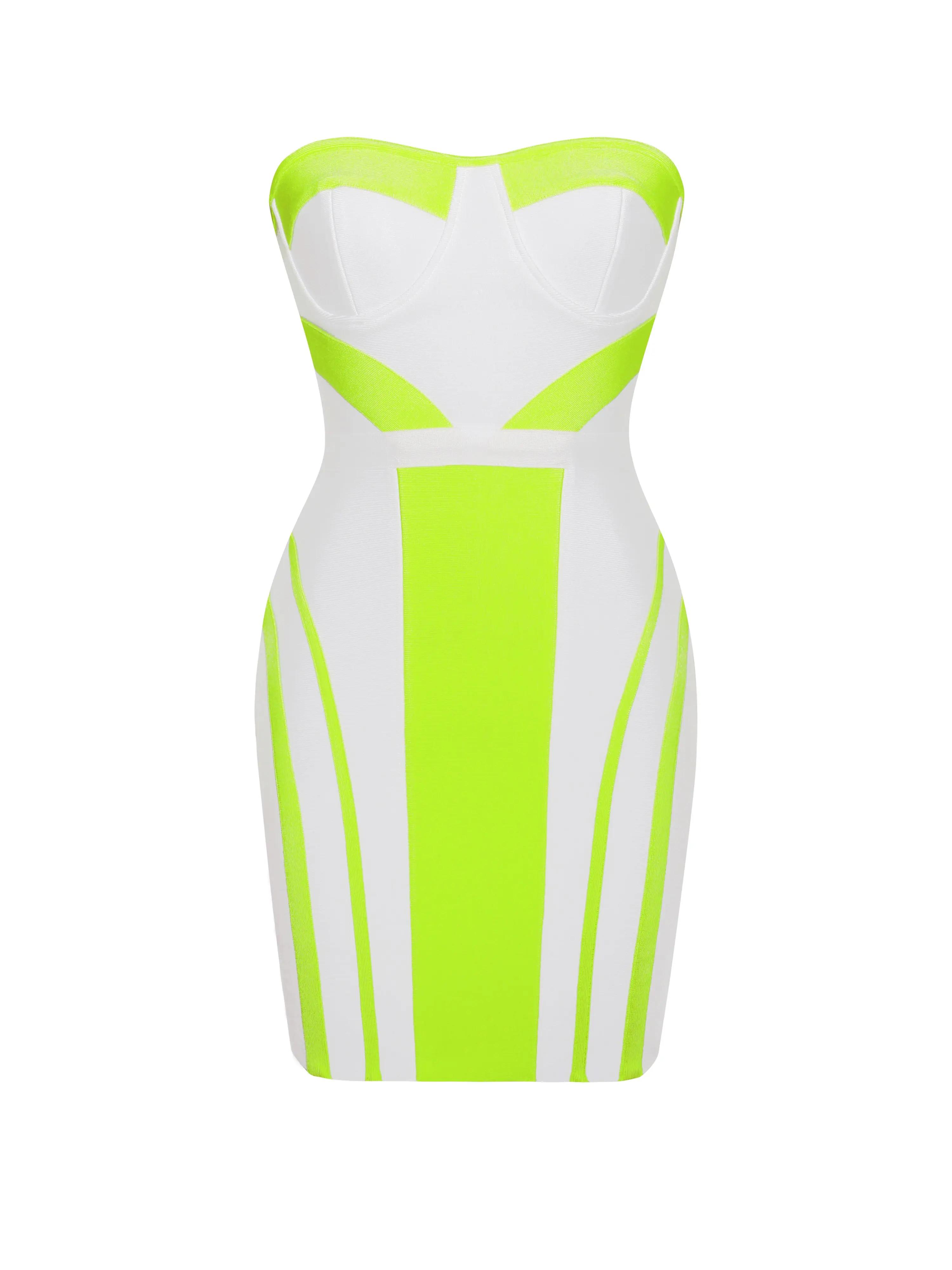 Fashion  Off  Shoulder Patchwork Bandage Club Dress Sexy Zipper Strapless Bodycon Dress