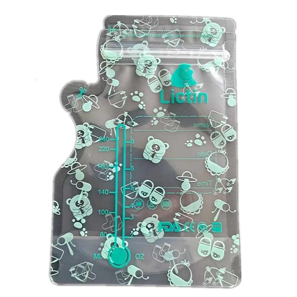 OEM resealed 240ml 8oz BPA free double zipper freeze breast milk storage bag leak-free pouch