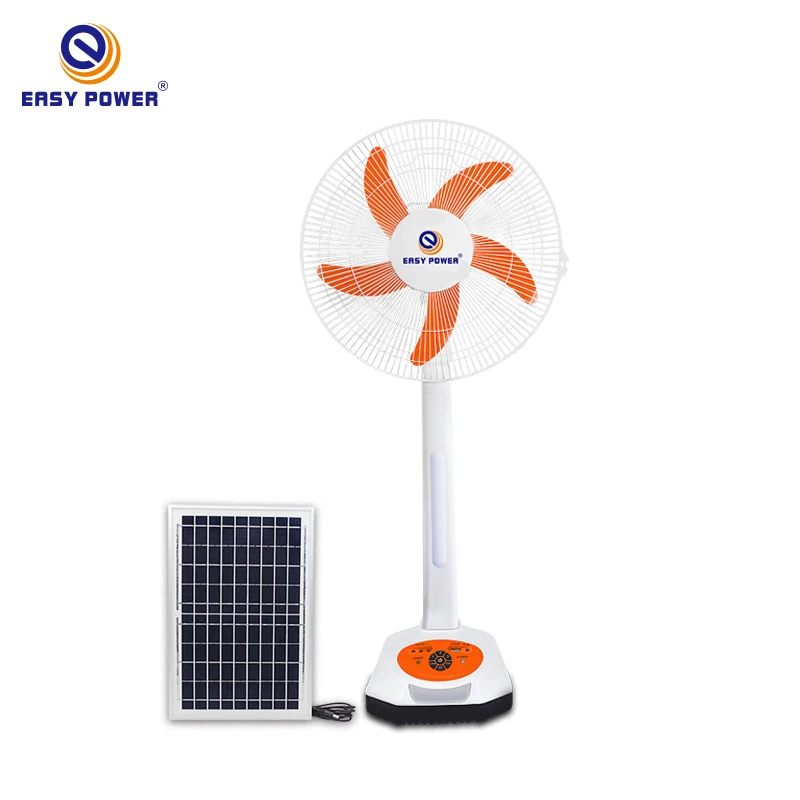 16 Inch Rechargeable Fan Lead Acid Battery AC DC Floor Stand Fan Solar Charge 12 V Battery LED Lights for Emergency