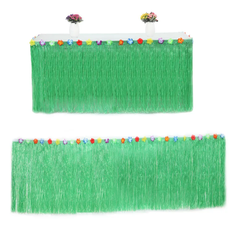 Hawaiian Table Skirt Brown Grass Table Skirts for Birthday Banquet Party Table Skirt