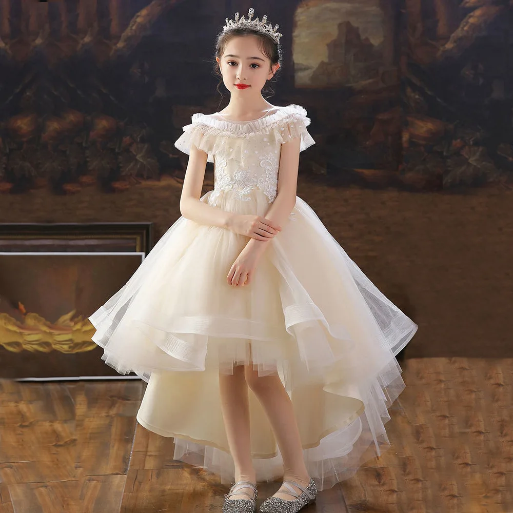 Formal dress Pompous gauze host model catwalk show performance dress trailing female baby princess skirt summer
