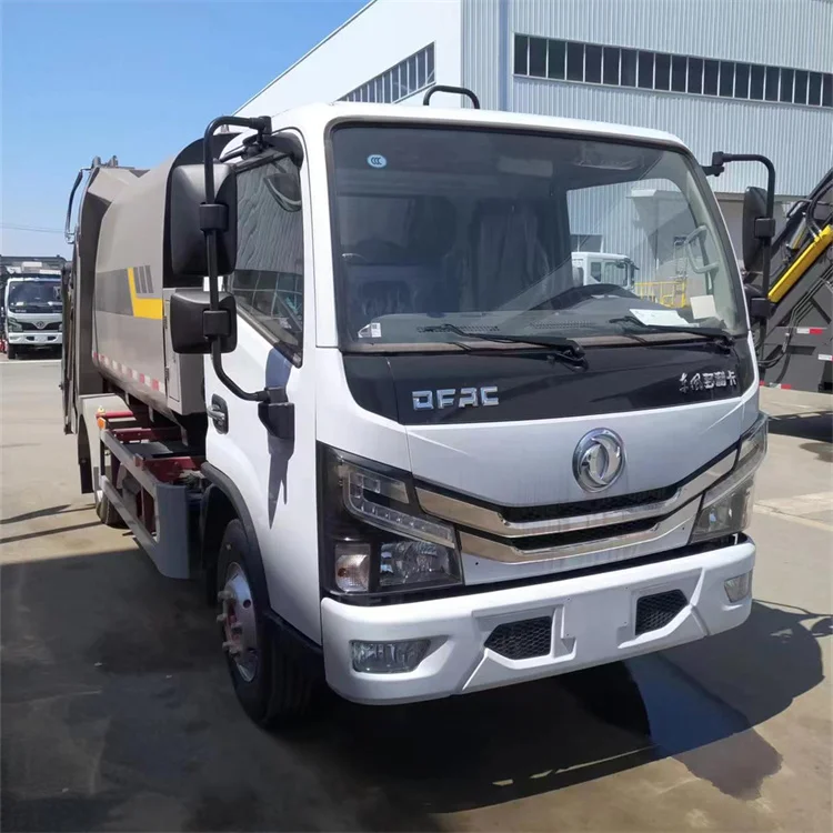 cheap Dongfeng 7cbm Waste rubbish Garbage Compressed Truck Rear loader trash truck with hopper  Rear loader trash trucks