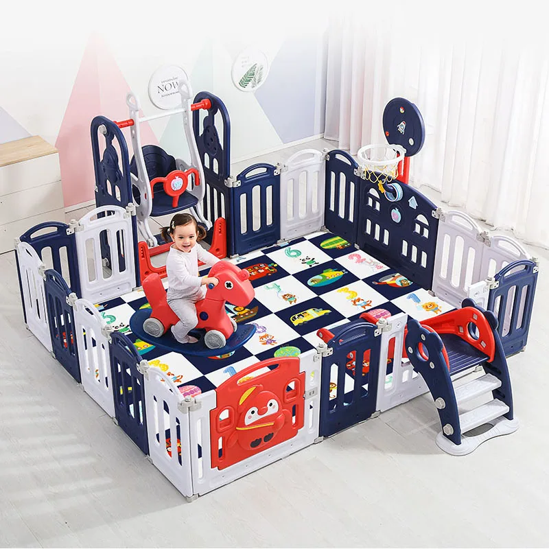 baby foldable playpens with slide and swing for kids fence indoor Playground plastic kids baby playpen fence
