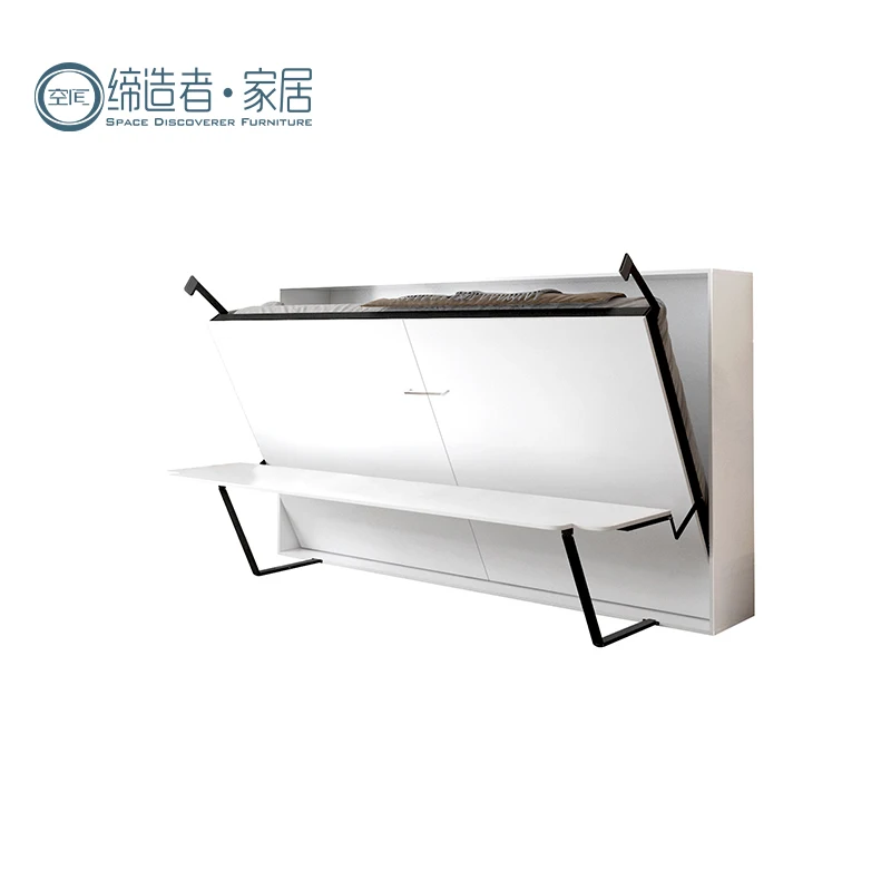 Comfort Loading Weight 500KG+ Double Full Size Wall Bed Murphy Storage Wall Mount Bed Hydraulic With Study Table