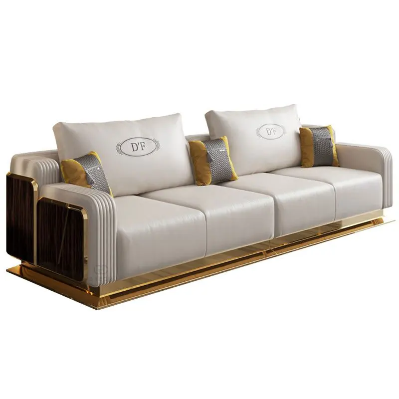 Postmodern Light Luxury Whole Leather Sand Head Layer Leather Combination High-end Luxury Living Room Furniture